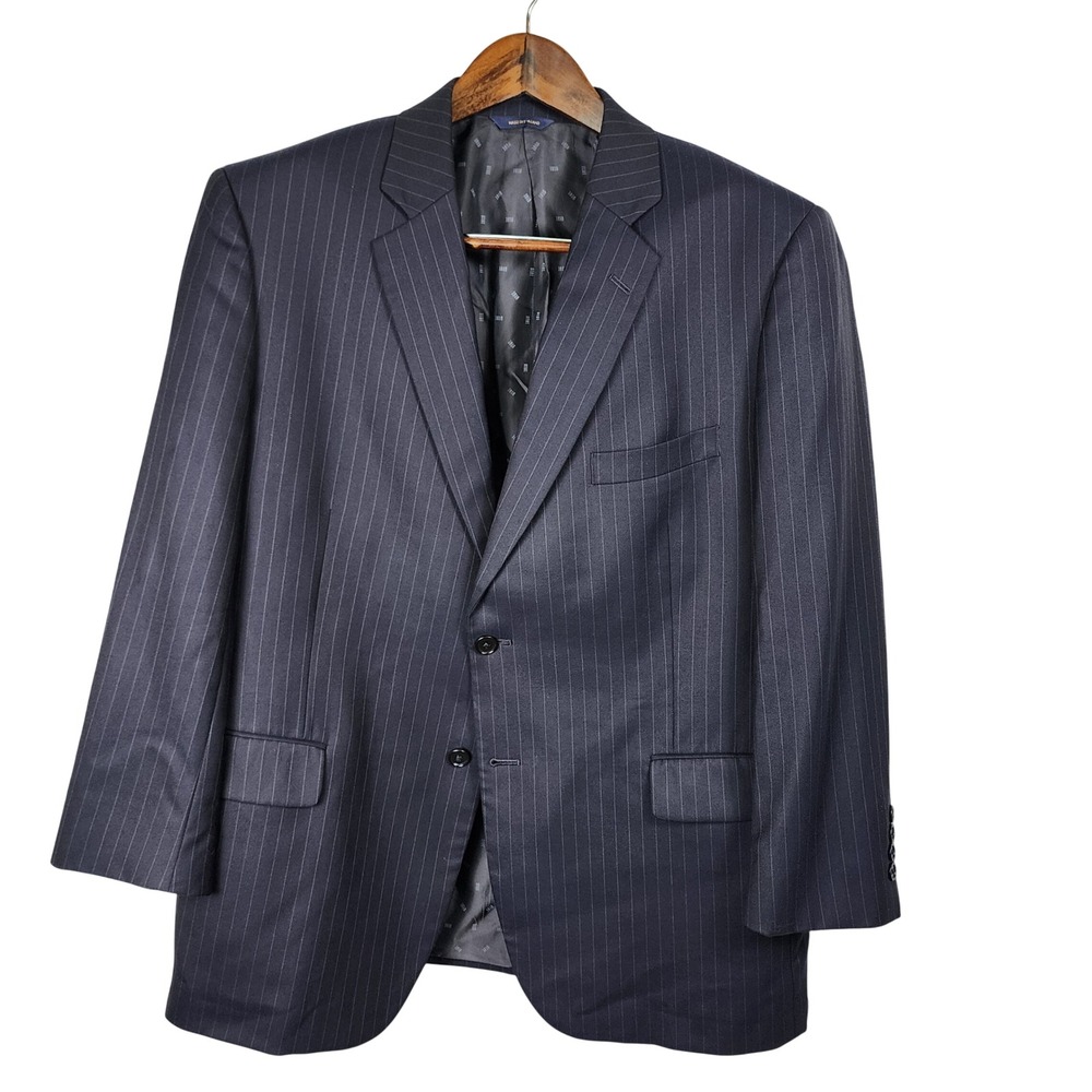 Brooks Brothers 1818 Pinstripe Wool Jacket Mens 42R Navy Blue Office Business